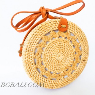 Best Quality Balinese Bags Circle Round Rattan Braid Motif Handwoven 